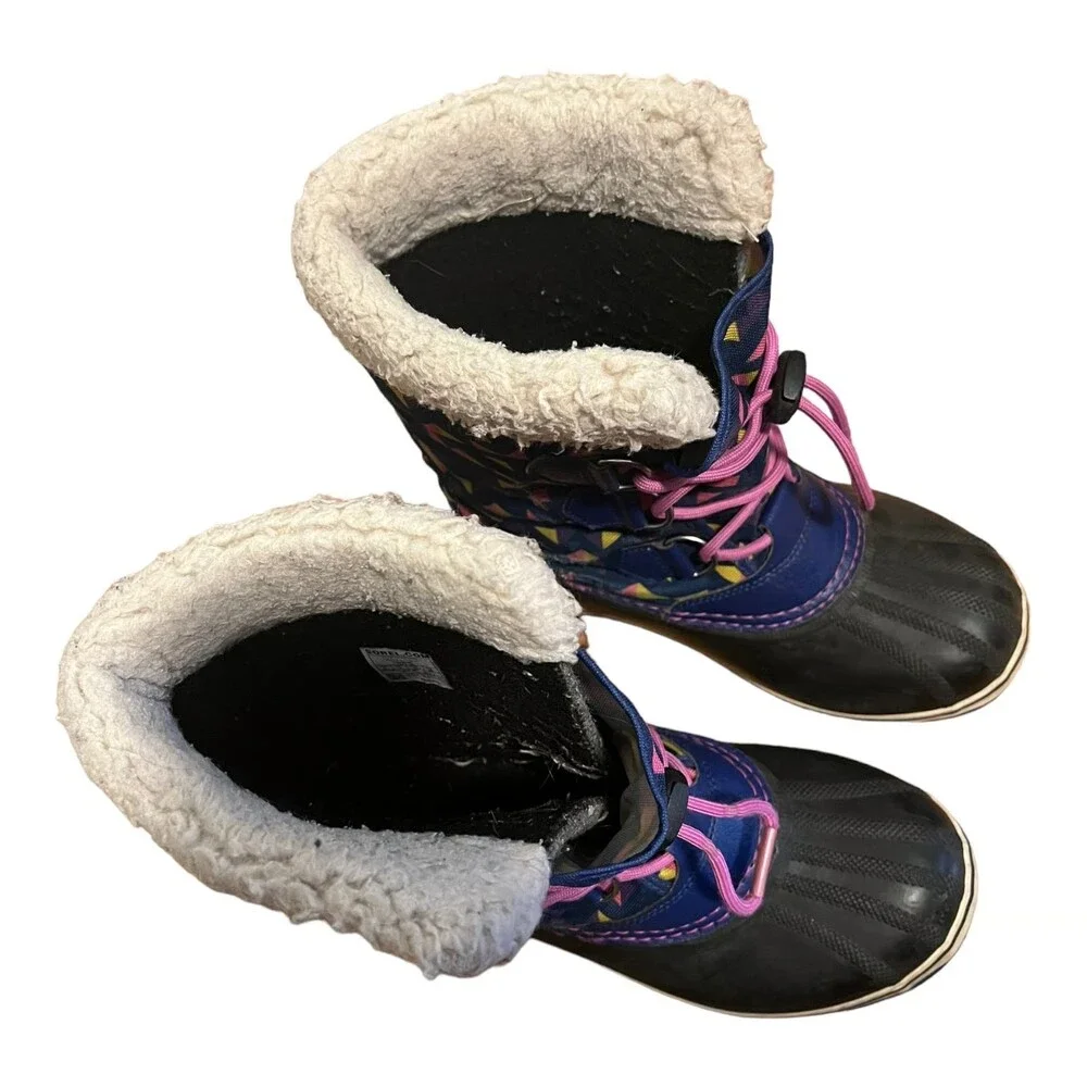 Sorel Yoot Pac Waterproof Blue & Pink Youth Winter Boots W Liners Size 5 Big Kid
